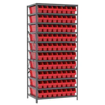 Picture of Akro-Mils AS2479044R 550 lbs Fixed Red Gray Powder Coated Steel 22 ga Open Fixed Shelving (Main product image)