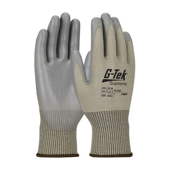 PIP G-Tek PolyKor Xrystal 16-X540 Gray X-Small Cut-Resistant Gloves - ANSI A4 Cut Resistance - Polyurethane Palm & Fingers Coating - 16-X540/XS