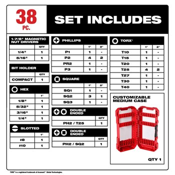 Milwaukee SHOCKWAVE Impact Duty Combination Driver Bit Set 48-32-4089 - Alloy Steel - 60924