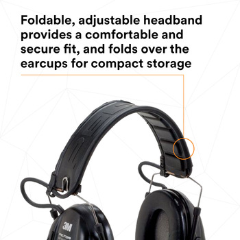 3M Peltor Tactical Sport MT16H210F-479-SV Black Listen-Only Headset - Battery Powered - 20 dB NRR - 318640-04528