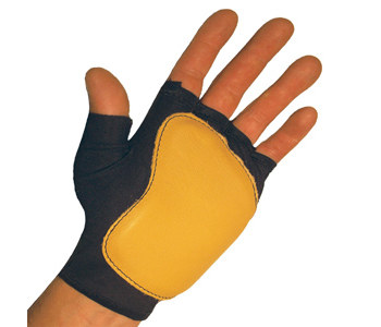 Picture of Impacto 501-20 Black/Yellow Large Grain Leather/Nylon/Spandex/Visco-Elastic Polymer Fingerless Work Glove (Main product image)