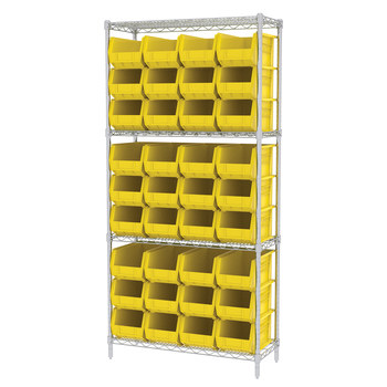 Picture of Akro-Mils AWS143630240 Akrobin 2000 lb Adjustable Yellow Chrome Steel Open Adjustable Fixed Shelving System (Main product image)