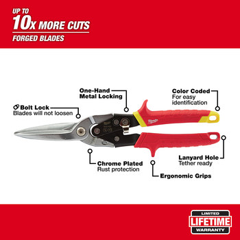 Milwaukee 48-22-4537 Aviation Snips - Steel - 11.5 in - 50368