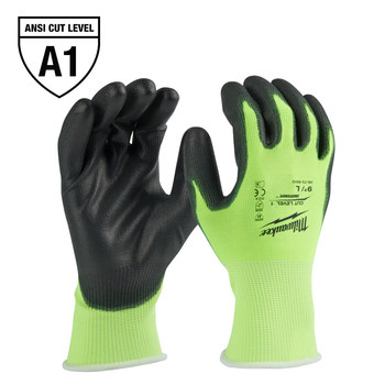 Milwaukee SMARTWIPE High Visibility Yellow/Black Large Polyurethane Cut-Resistant Glove - ANSI Cut Level 1 Cut Resistance - 48-73-8912