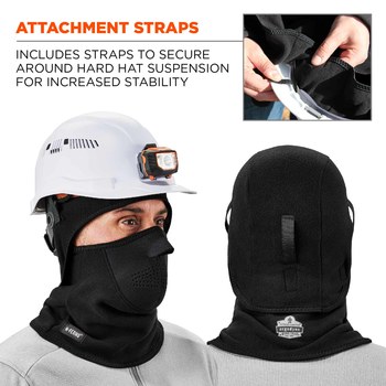 Ergodyne N-Ferno 6827 Black Neoprene/Polyester Fleece Cold Weather Balaclava Hood - Hook & Loop - 720476-16827