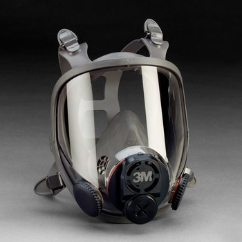 3M 6000DIN Series 6900DIN Gray Large Silicone/Thermoplastic Elastomer Full Mask Facepiece Respirator - DIN & Threaded Connection - 051138-76703