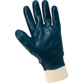 Global Glove 600FC Blue Large Jersey Work Gloves - Nitrile Full Coverage Except Cuff Coating - 600FC-9