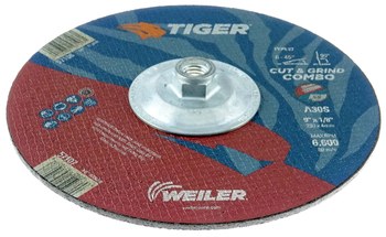Weiler Tiger Combo Wheel 57106 - 9 in - Zirconium - 30 - S