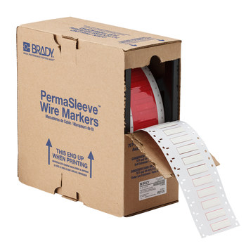 Picture of Brady Permasleeve Polyolefin Thermal Transfer HX-250-150-WT Die-Cut Thermal Transfer Printer Sleeve (Main product image)