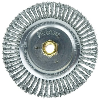 Weiler Dually 79805 Wheel Brush - 6 in Dia - Knotted - Stringer Bead Steel Bristle