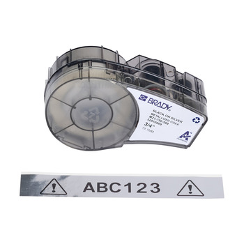 Brady M21-750-599 Printer Label Cartridge - 3/4 in x 21 ft - Polyester - Black on Chrome - B-599 - 62690