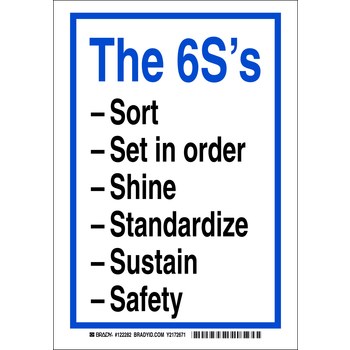 Picture of Brady B-140 Fiberglass / Polyester / Vinyl Rectangle White English 6S Sign part number 122283 (Main product image)