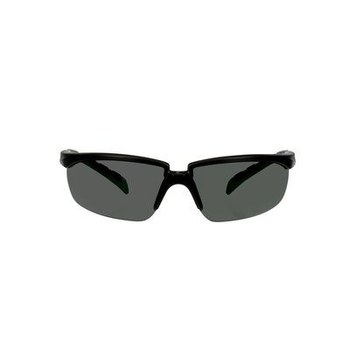 3M Solus 2000 Series Safety Glasses S2030AS-BLK - Anti-Scratch Low IR Gray Lens - Black/Green Ratcheting Temples