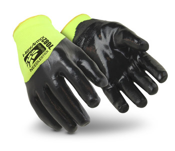 HexArmor Sharpsmaster HV 7082 Black/Yellow 9 SuperFabric Seamless Coaated Cut-Resistant Gloves - ANSI A9 Cut Resistance - Nitrile Three-Quarter Knuckle Dip Coating - 7082-L(9)