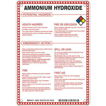 Picture of Brady B-120 Fiberglass Reinforced Polyester Rectangle White English Chemical Warning Sign part number 48845 (Main product image)