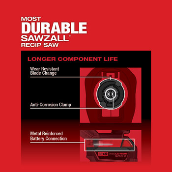 Milwaukee M18 FUEL SAWZALL Reciprocal Saw Kit 2821-22 - 1.25 in Stroke Length - 3000 SPM