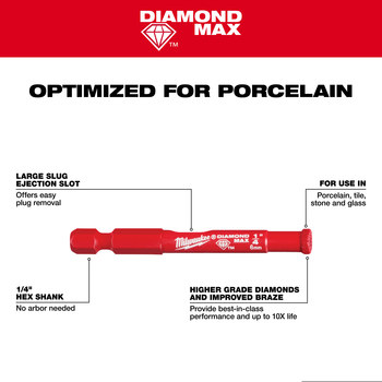 Milwaukee Diamond Plus Hole Saw 49-56-0505 - 1/4 in Diameter - Diamond Coated