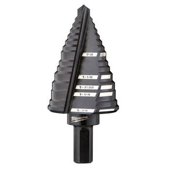 Milwaukee 7/8 - 1 3/8 in Step Drill Bit 48-89-9212 - 6.0 in Overall Length - 1/2 in Flute - Black Oxide