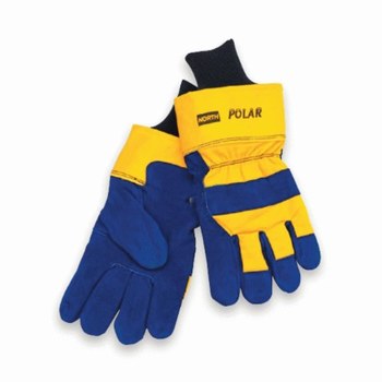 Picture of North Polar Blue/Yellow 8 Canvas/Leather Split Cowhide Cold Condition Gloves (Main product image)