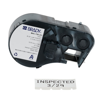 Brady Defender M4C-750-351 Printer Label Cartridge - 3/4 in x 25 ft - Vinyl - Black on White - B-351 - 64108