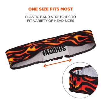 Ergodyne Chill-Its 6605 Black/Red Hi Cool/Terry Cloth Stand Alone Sweatband - 720476-12429