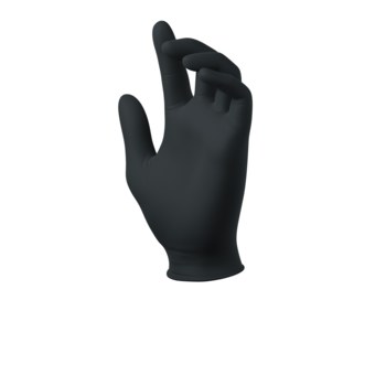 SW Sustainability Solutions PowerForm PF-90BK Black 2XL Powder Free Disposable Gloves - Medical Exam Grade - 9 in Length - Textured Fingers Finish - 5 mil Thick - N716886