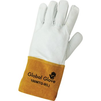 Global Glove 100MTG White Large Grain Goatskin Welding Glove - Wing Thumb - 100MTG/LG
