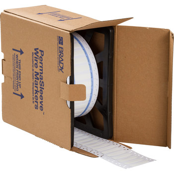 Picture of Brady Permasleeve White Heat-Shrinkable, Self-Extinguishing Polyolefin Thermal Transfer 3PS-250-2-WT Die-Cut Thermal Transfer Printer Sleeve (Main product image)
