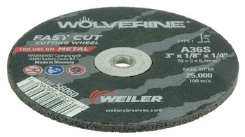 Weiler Wolverine Cut-Off Wheel 56060 - Type 1 (Straight) - 3 in - Aluminum Oxide - 36 - S