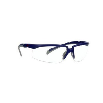3M Solus 2000 Series Safety Glasses S2001AS-BLU - Anti-Scratch Clear Lens - Blue/Gray Ratcheting Temples