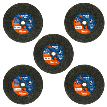 Weiler Tiger Zirc Portable Snagging Wheel 68344 - Type 1 (Straight) - 6 in - Alumina Zirconia - 16 - R