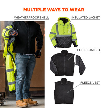 Ergodyne GloWear Work Jacket 8381 25594 - Size Large - Lime