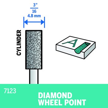 Dremel Diamond Abrasive Point - 1.5 in Length - 3/16 in Diameter - 07123