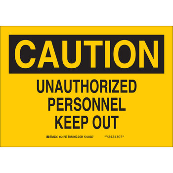 Picture of Brady B-401 High Impact Polystyrene Rectangle Yellow English Restricted Area Sign part number 124726 (Main product image)