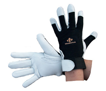 Picture of Impacto 413-30 Black/White Large Leather/Nylon/Spandex/Visco-Elastic Polymer Full Fingered Work Glove (Main product image)