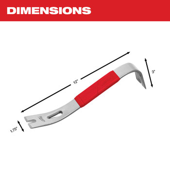 Milwaukee Steel Pry Bar - 12 in Length - 2.75 in Wide - 48-22-9034