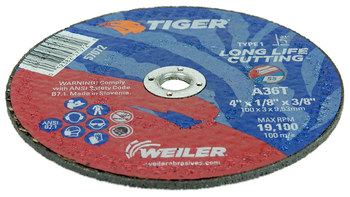 Weiler Tiger Cut-Off Wheel 57072 - Type 1 (Straight) - 4 in - Aluminum Oxide - 36 - T