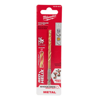 Picture of Milwaukee SHOCKWAVE RED HELIX 5.5 mm 135° Right Hand Cut Titanium Coated Drill Bit 48-89-4813 (Main product image)