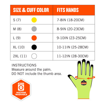 Ergodyne ProFlex 7021 Yellow/Black Large Cut-Resistant Gloves - ANSI A2 Cut Resistance - Nitrile Palm & Fingers Coating - 17964