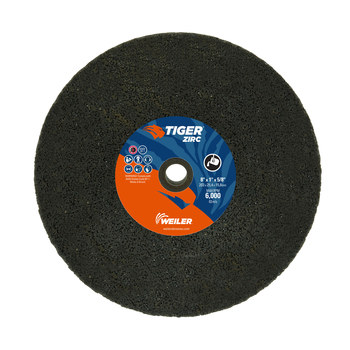 Weiler Tiger Zirc Portable Snagging Wheel 68345 - Type 1 (Straight) - 8 in - Alumina Zirconia - 16 - O