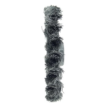 Weiler 13201 Wheel Brush - 3 in Dia - Knotted - Standard Twist Steel Bristle
