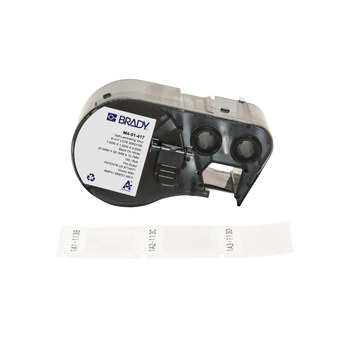 Picture of Brady Black on White, Clear Vinyl Thermal Transfer M4-91-417 Aggressive Adhesive Self-Laminating Wrap Around Labels (Main product image)