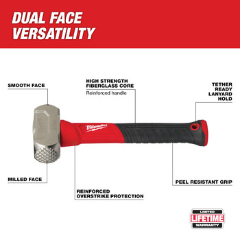 Milwaukee Forged Steel Drilling Hammer 48-22-9311 - Rubber Flared Handle - 32 oz Head