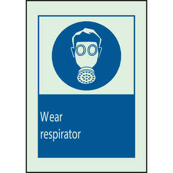 Picture of Brady Bradyglo B-324 Polyester Rectangle English Respirator Sign part number 90199 (Main product image)