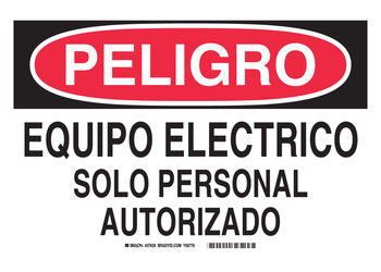 Picture of Brady B-302 Polyester Rectangle White English / Spanish Electrical Safety Sign part number 37630 (Main product image)