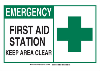 Picture of Brady B-120 Fiberglass Reinforced Polyester Rectangle White English First Aid Sign part number 132227 (Main product image)