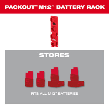 Milwaukee PACKOUT M12 Battery Rack 48-22-8338 - Polymer/Steel