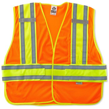 Ergodyne Glowear 8240HL High-Visibility Orange Medium/Large Polyester Mesh High-Visibility Vest - 1 Pockets - Fits 40 to 48 in Chest - 720476-21384