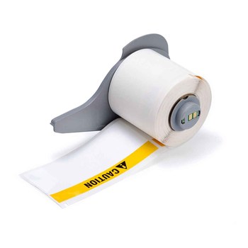 Picture of Brady ToughBond Black, Yellow on White Polyester Thermal Transfer M7-38-483-CAUTION Printer Labels (Main product image)