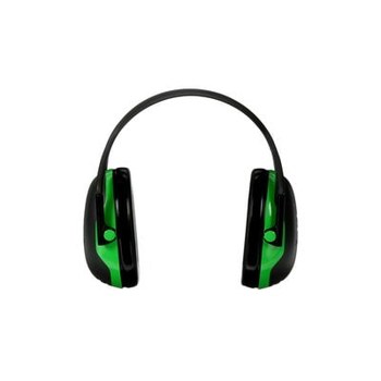 PELTOR X Series Earmuffs, Model X1A, 22 dB NRR, Black/Green